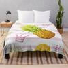 Cartoon Fresh Pineapple Flannel Throw Blanket Colourful Pattern King Queen Size For Couch Sofa Bed Lightweight Warm Super Soft