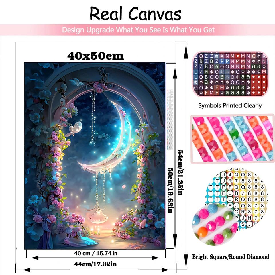 Flower and Moon Diamond Painting 5DDIY New 2024 Set Jewelry Cross Embroidery Beautiful Art Mosaic Home Decoration Craft Gift