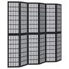 6 Piece Black Folding Screen Solid Paulownia Wood