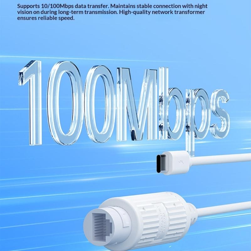Type C POE Splitter 48V to 5V Power Converter 100Mbps Data for Security Cameras High Efficiency Voltages Conversion