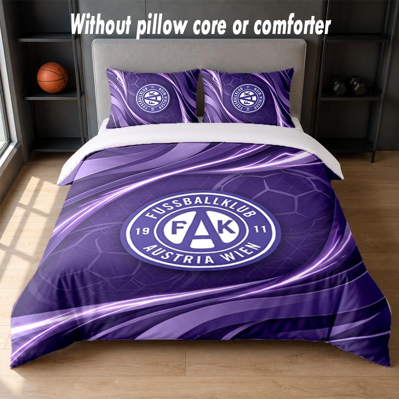 Austria Wien FC Design Bed Bedding Set 1 Duvet Cover + 2 Pillowcases Soft Breathable Household Bed Linens