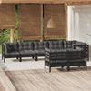 Day and Night - Day and Night Garden Furniture 8 Pieces and Cushions Black Solid Pine Wood