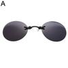 Clip On Nose Glasses Round Rimless Matrix Morpheus Frameless Mini Eyeglasses Sunglasses Men Vintage H2H5