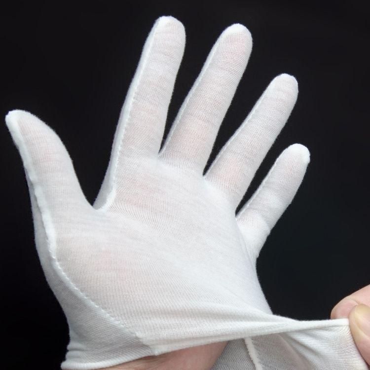 Pure Cotton Wear-Resistant Disposable White Gloves for Work and Etiquette