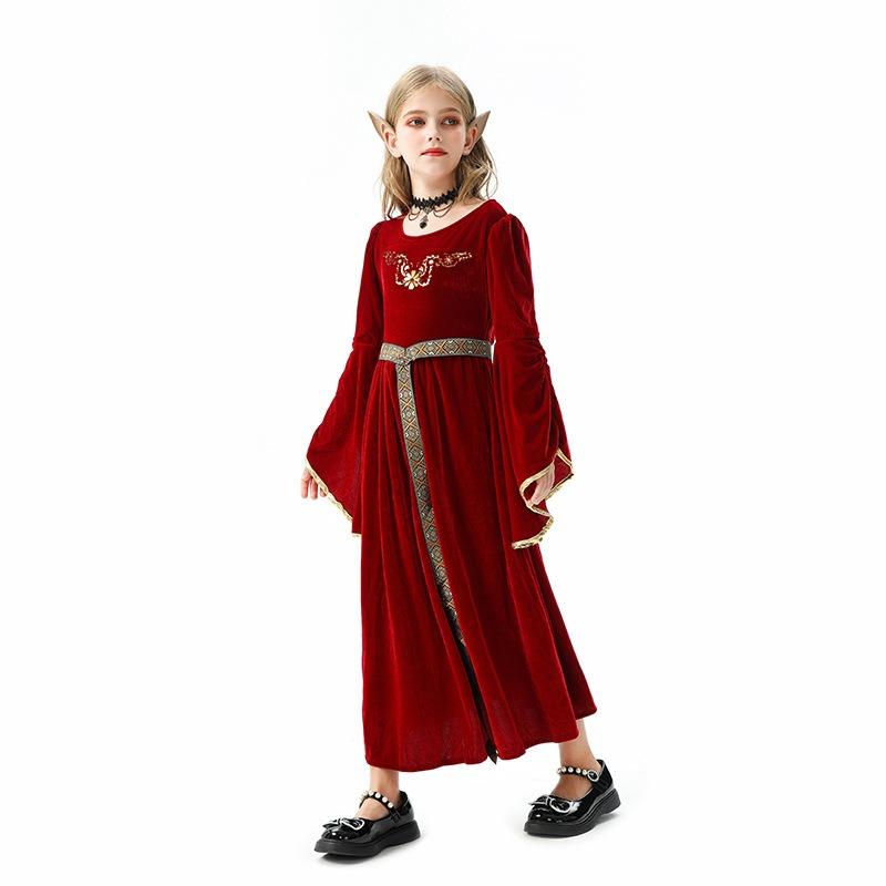 Halloween Children's Costumes Renaissance Medieval Dresses Children's Vintage Court European Girls Farm