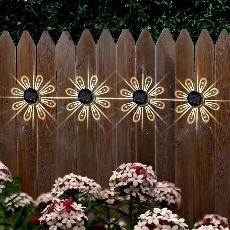 2/4PCS Solar Peacock Projection Lights Outdoor LED Wall Lamp Waterproof Solar Fence Lights for Yard Garden Lawn Christmas Decor