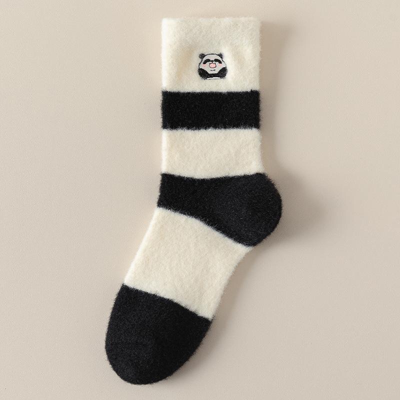 Ponožky Dámské středně vysoké ponožky Podzimní a zimní fleecové Extra silé podlahové ponožky Spací ponožky Pruhované Oboustranný fleece