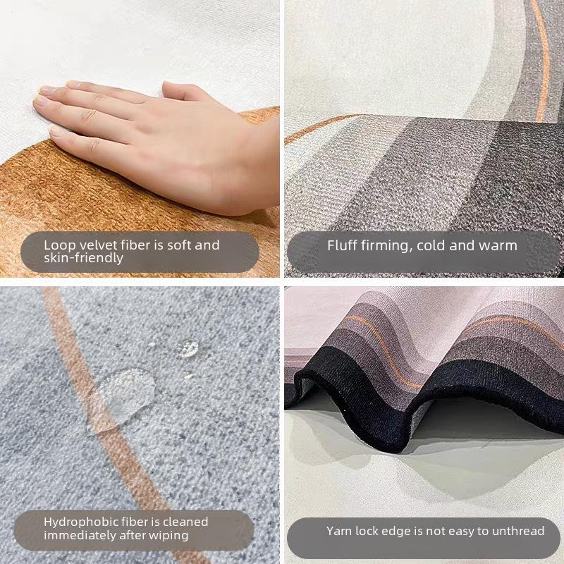 Nordic Non-Slip Gray Carpet: Versatile Light Luxury Rug for Living Room, Bedroom, or Bedside Use.
