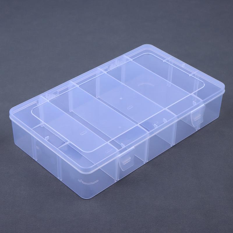 2PCS/3PCSClear Plastic Storage Box With Adjustable Grids And Transparent Design Perfect For Organizing Jewelry