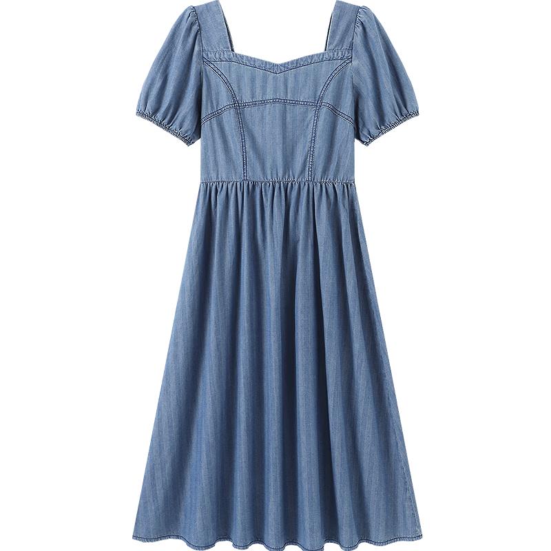 Women's Simple Slimming Short-Sleeve Denim Dress