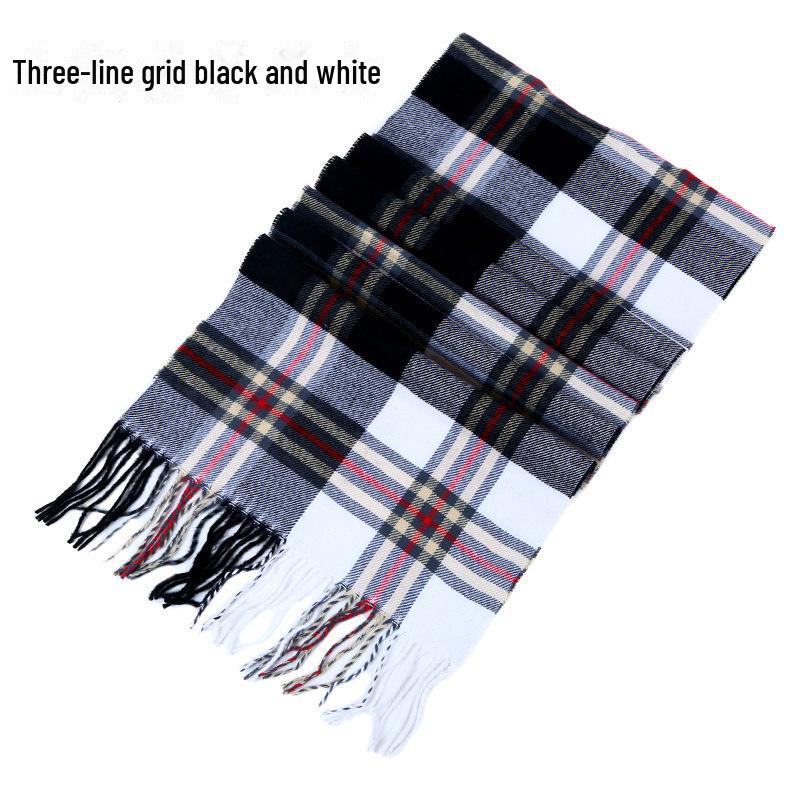 Winter Men's and Women's Thick Plaid Imitation Cashmere Scarf
