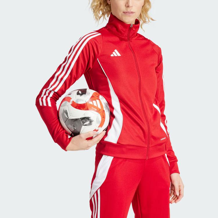 Adidas Tiro 24 Training Jacket Color Block Long Sleeve Retro Sports Stand Collar Jacket Women Jackets Power-Red IR7493