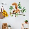 Natur-Thema Wohnkultur Aquarell Eichhörnchen Wandaufkleber, Niedlicher Ast Wandaufkleber, Weiche Illustrationsaufkleber Waldtier Wandbild Kunst für Wohnzimmer