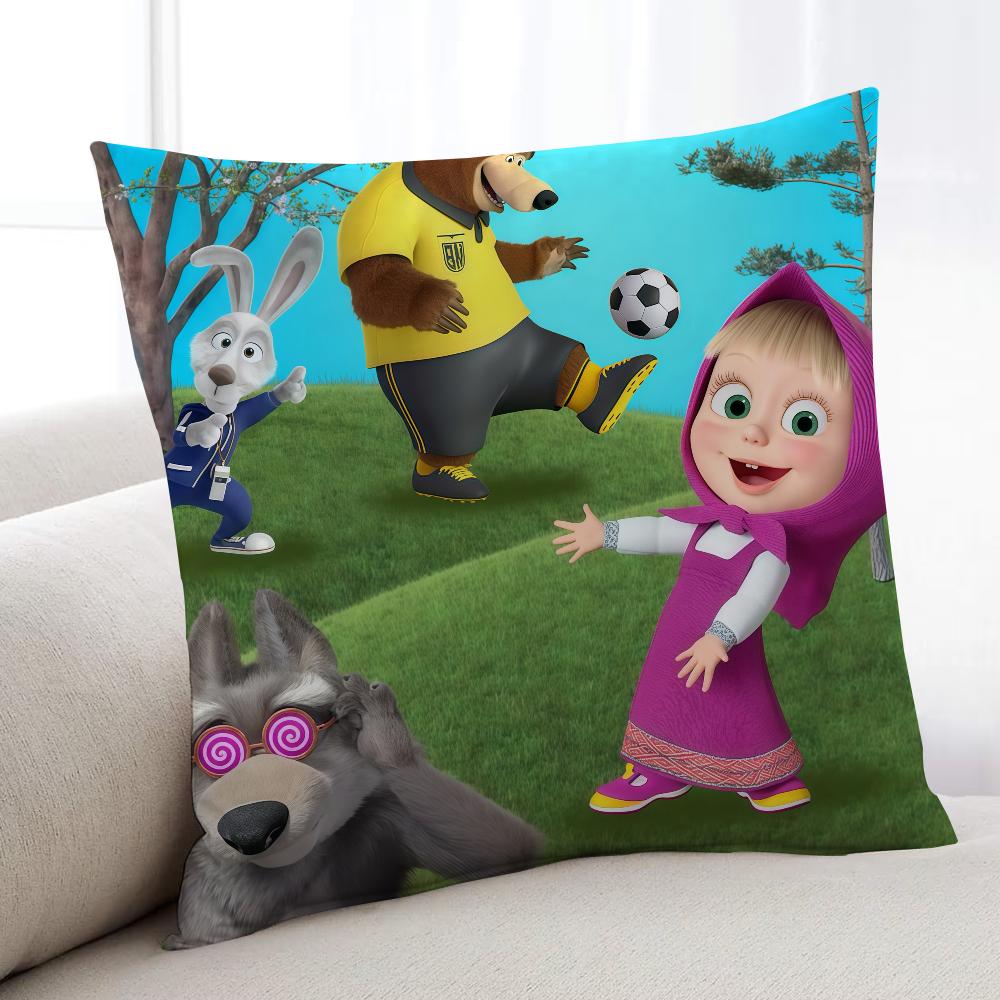 M-Маша и Медведь Мультфильм Наволочка Домашнее Постельное Белье Диван Гостиная Наволочка Простая Мягкая Для Кожи Наволочка Подарок на Праздник 12x12Inch