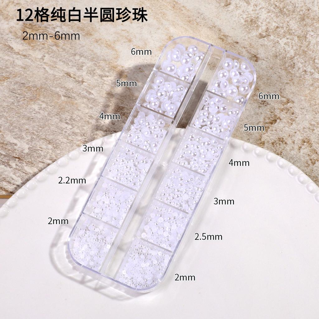 Ins Japanese Flat-Bottom Manicure, Pure White Beige Pearl, Semi-Round, Full-Round Highlight, No Peeling, No Fading, Nail Accessories