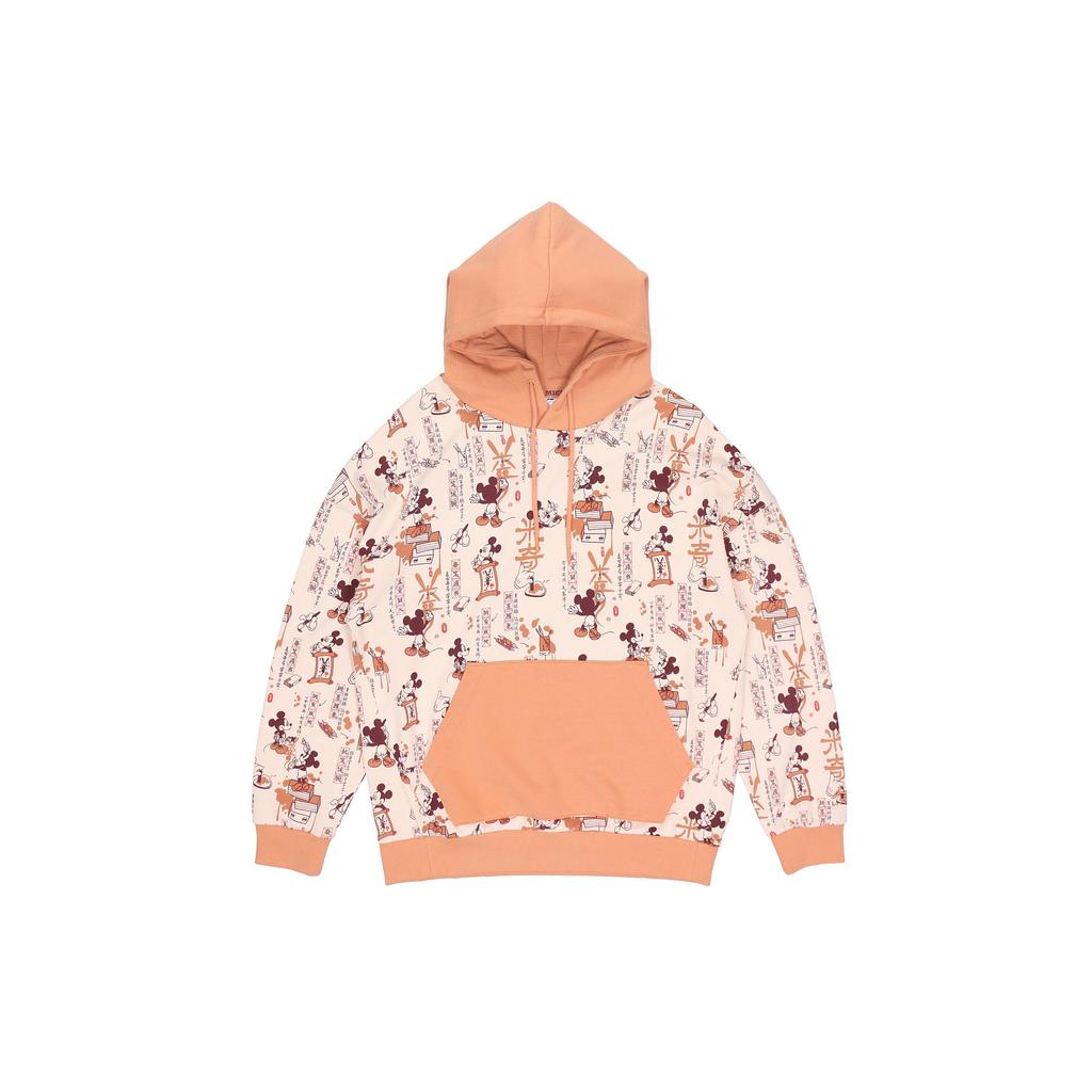 Li-Ning X Disney Joint Fashion Series Mickey Full Print Loose Hoodie Men Tops Cassava-Apricot AWDR133-1