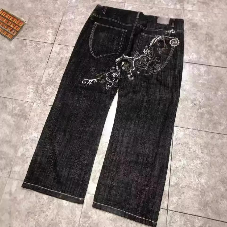 American Y2K Fashion Trend Loose Straight Jeans Women Street Hip Hop Vintage Joker Oversized Wide-leg Pants Unisex Mopping Jeans