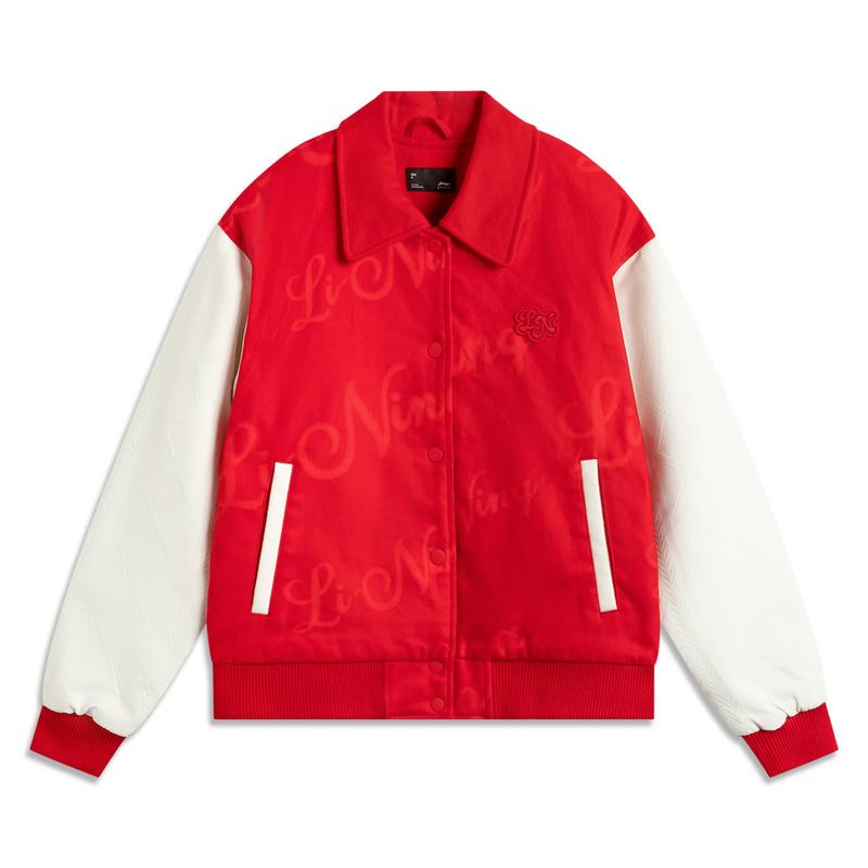 Li-Ning Comfortable Casual Simple Polo Loose Cotton Jacket Women Jackets Red AJMV088-1