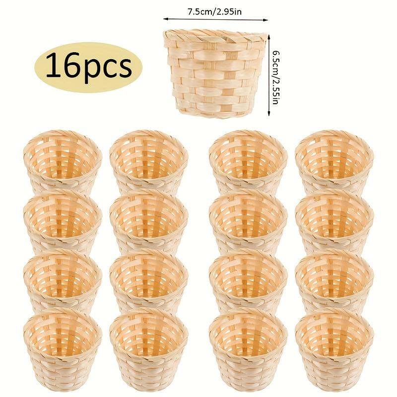 

16pcs Mini Bamboo Baskets with Weave Rustic Open-Top Storage Boxes for Wedding Favors Party Gifts & Bookshelf Organizing Baskets