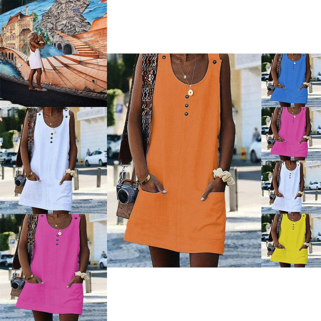 Beautifully Crafted Women Dress With Sleeveless Design And Convenient Pocket