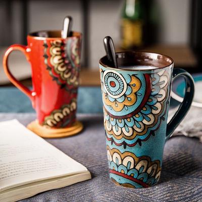 Nordic Style Large Ceramic Mug with Spoon and Lid – Creative & Personalized Coffee Cup