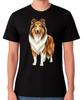 Rough Collie Dog Standing Illustration T-Shirt Herding Dog Lover Unisex Tee