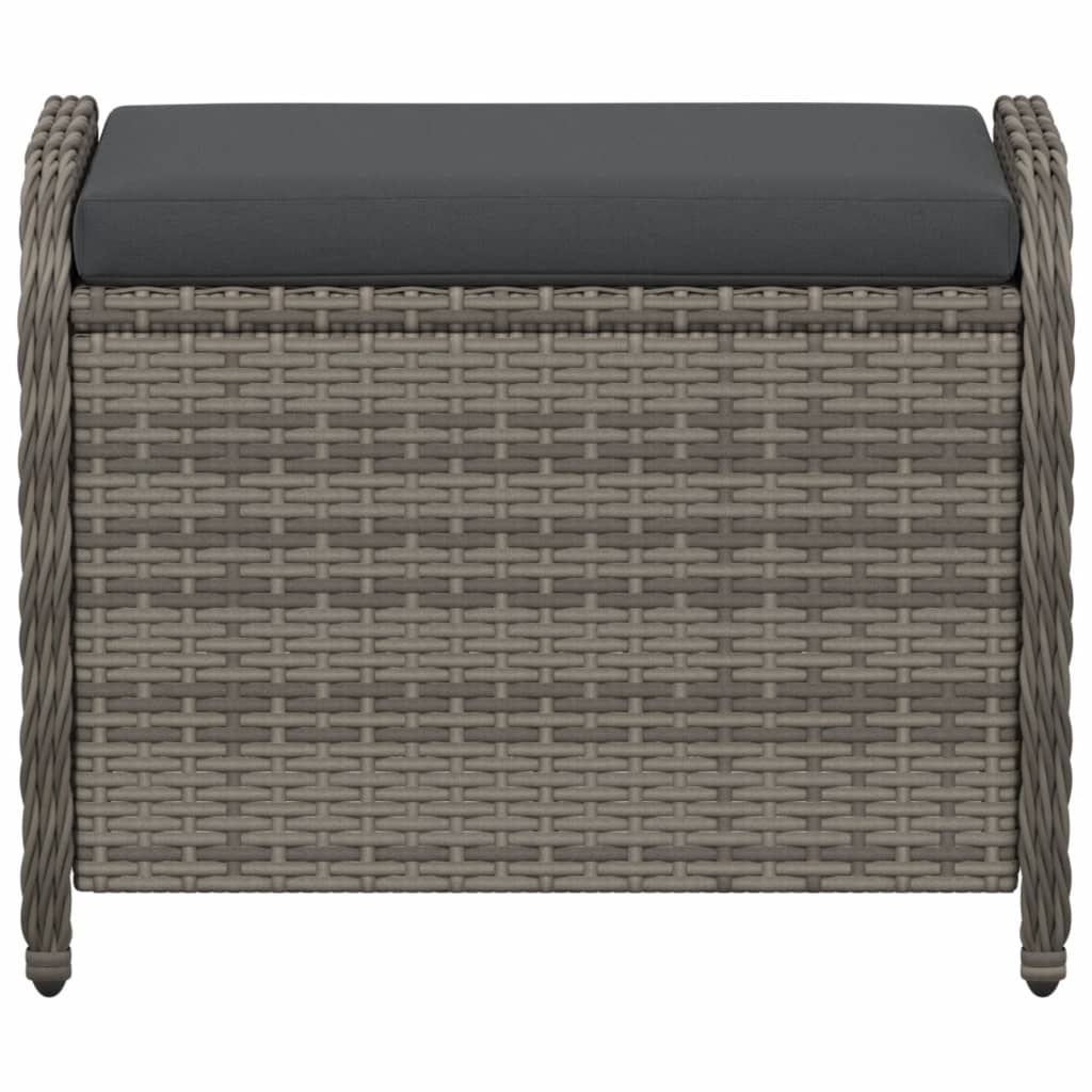 Vidaxl Garden Stool With Cushion, Grey, 58X46X46 Cm, Poly Rattan