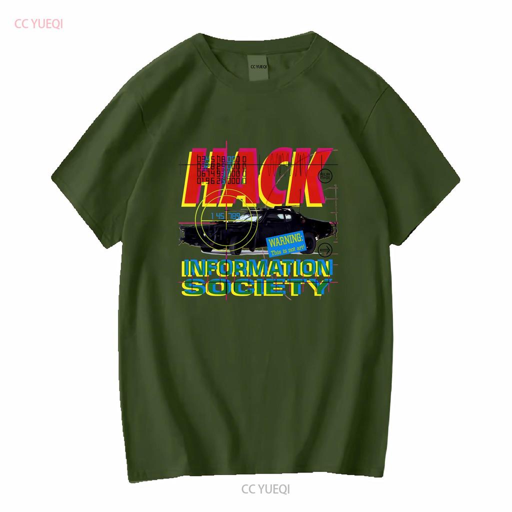 INFORMATION SOCIETY HACK NEW WHITE T SHIRT long or short sleeves vintage Washed Comfortable graphic Top For Everyday Wear Soft