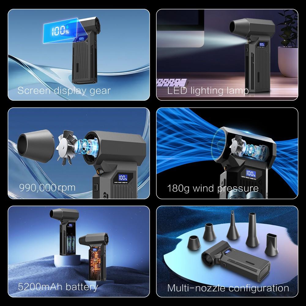 Z2 Turbofan High Power 990000RPM Jet Fan Brushless Motor Variable Speed Dust Blower Cleaning Tool Air Duster Air Blower Handheld