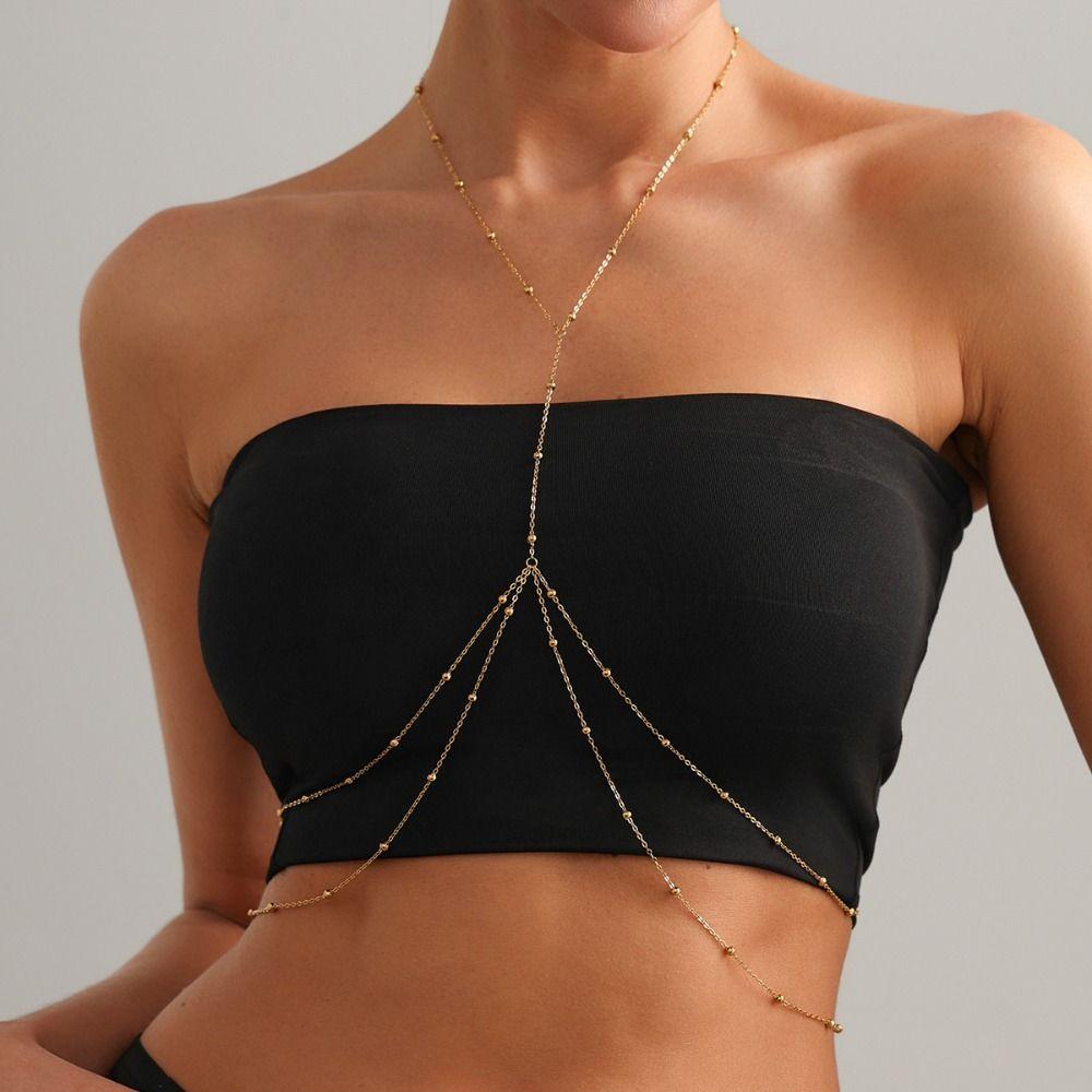 Imitation Pearl Beads Chest Chain Bohemian Bikini Belly Chain Creative Waist Chain  Festival