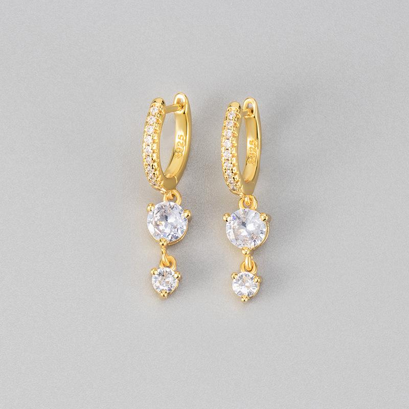 Trendy Colorful Zircon Tassel Earrings For Women Elegant Versatile Stud Ear Jewelry Fashionable Dangle Drop Earrings copper