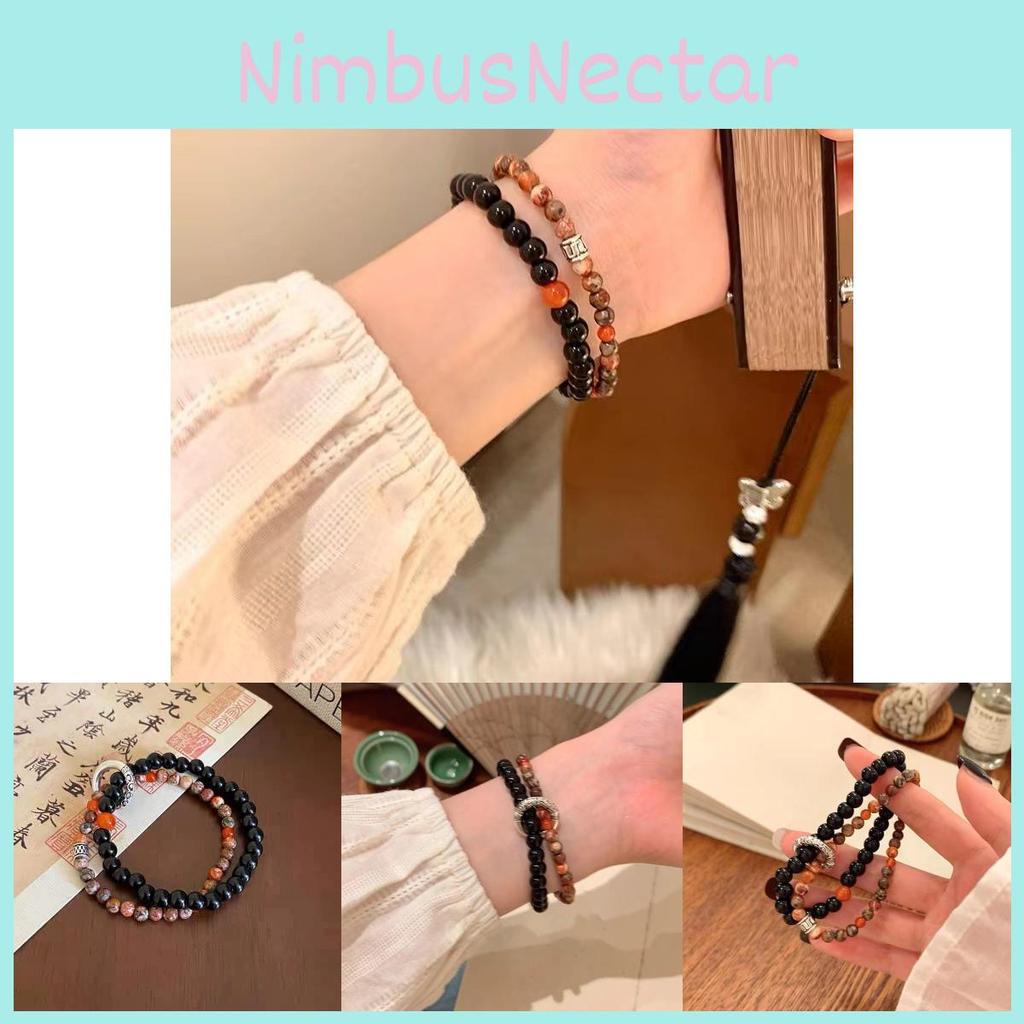 Artisanal Geometric Natural Stone Beaded Bracelet Unisex Vintage Ethnic Jewelry