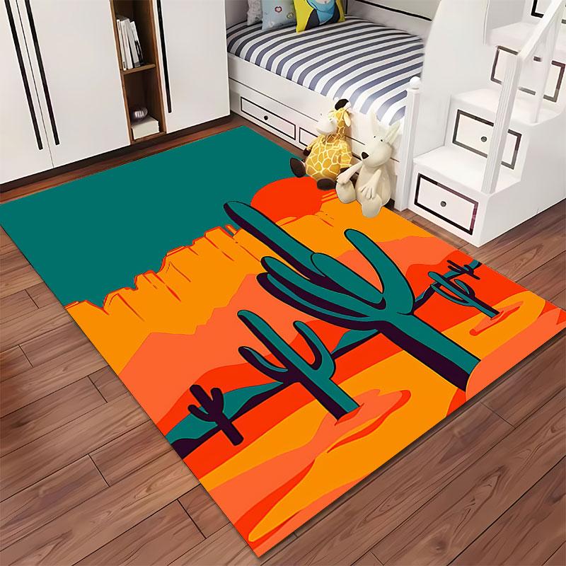 Cactus Sunset Desert Landscape suitable as a non-slip mat for the living room or bedroom sofa