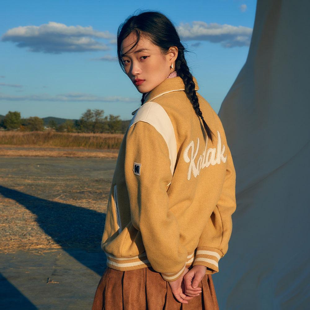 Kodak Wool Varsity Jacket Beige