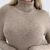 Yousheng Women High Collar Bottoming Sweater Elastic Breathable Fabric Solid Color Knit Pullover Lazy Style Long Sleeve Slim Fit Sweater