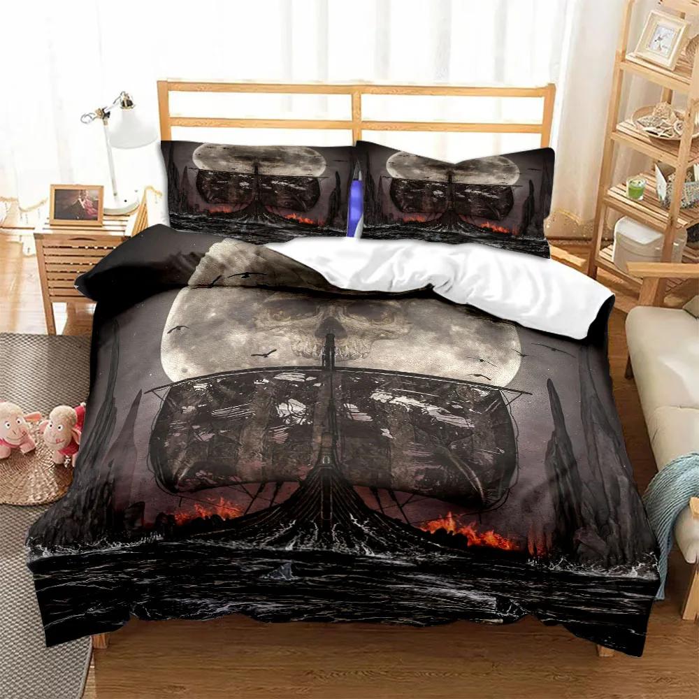 Viking Duvet Cover Set Viking Symbols Bedding Sets Scandinavian Folklore Motifs Northern Germanic Culture Celtic Comforter Cover