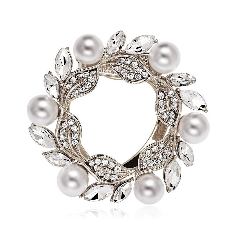 Creative Pearl Brooch Pin Dual-Purpose Silk Scarf Buckle Korean Style Simple T-Shirt Corner Knotted Buckle Corsage Pin Accessory