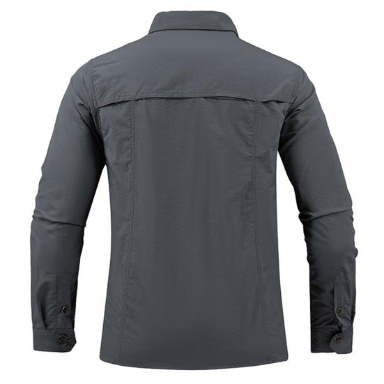 Men Spring Fall Outdoor Shirt Quick Dry Plus Size Soft Breathable Waterproof