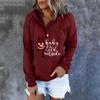 Women  Winter Casual Christmas Fashion Print Hooded Button Sweatshirt