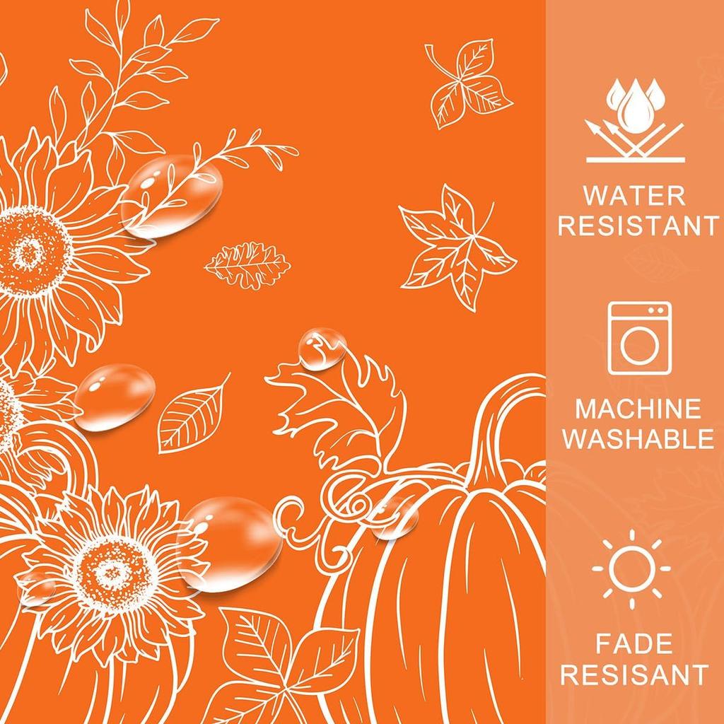 Fall Orange Pumpkins Rectangle Tablecloth Party Decor Autumn Harvest Waterproof Kitchen Tablecloth Thanksgiving Decorations