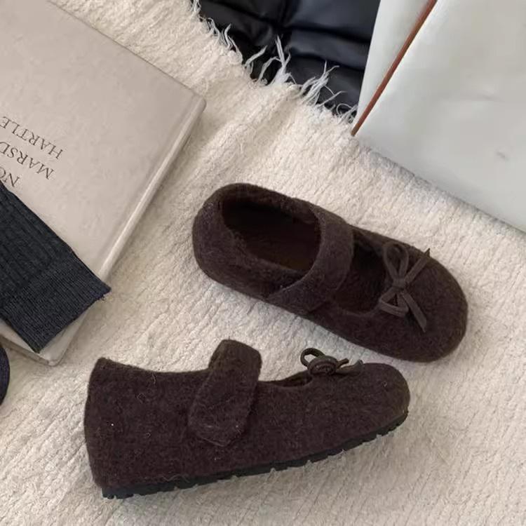 [Uncle Shoes] Woolen flat bottom round head French small fragrant wind Mao Mao shoes women's Mary Jane shoes 2025 autumn and winter cotton shoes women