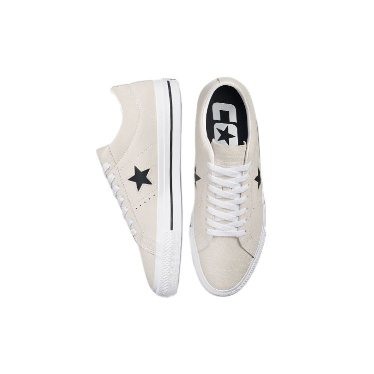 Converse One Star Pro Suede Low Egret White Unisex Sneakers Cream Black 172950C