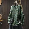 Autumn Spring Woman Chinese Style Vintage Print O-Neck Loose Sweater Casual Long Sleeves Casual Sweater