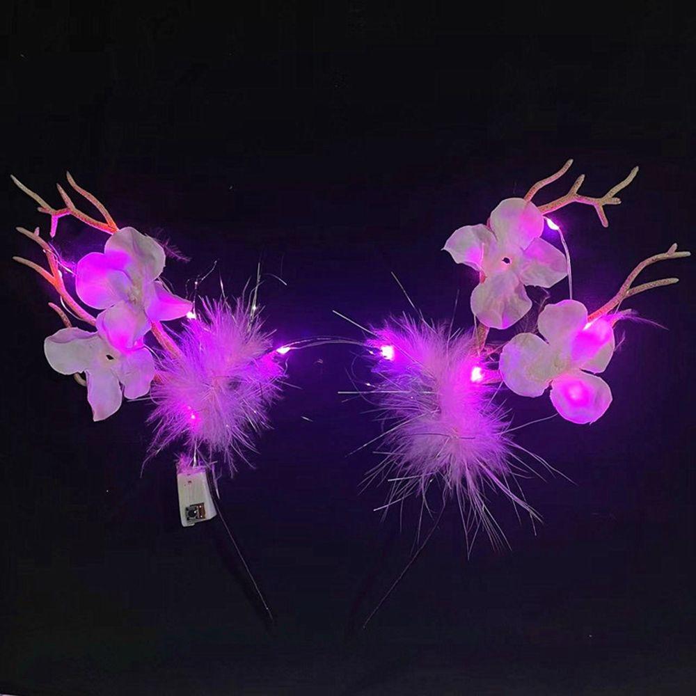 

Hat Hair Band Female Plush Hair Hoop Christmas Decoration LED Christmas Headband Antlers Headband pink hair pink light