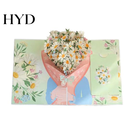 Handmade Greeting Card Foldable 3D with Envelope Decorative Artistic Birthday Gift Fly-out Holiday Blessings Message Space