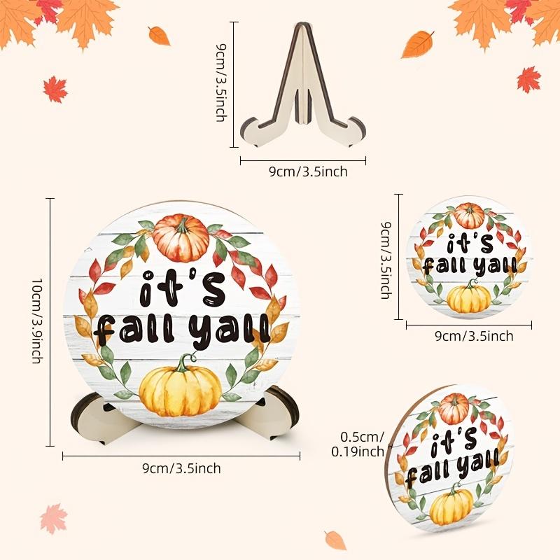 Hand Painted Wooden Pumpkin Tray Alphabet Ornament 3pcs Fall Thanksgiving Round Plate Home Decor Craft Painting