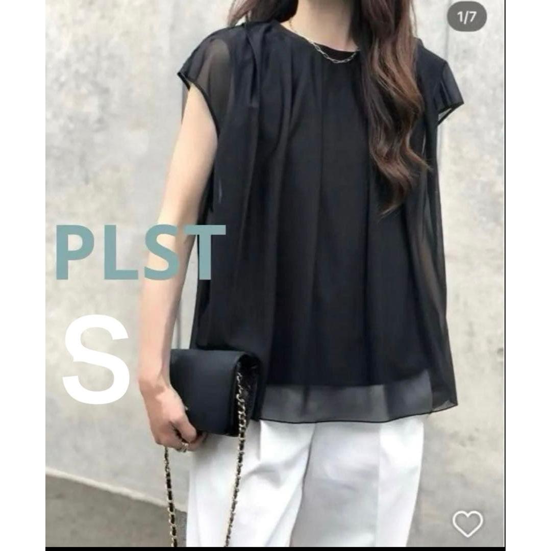 PLST Tulle docking pullover upper arm cover 2 pieces tailored black S