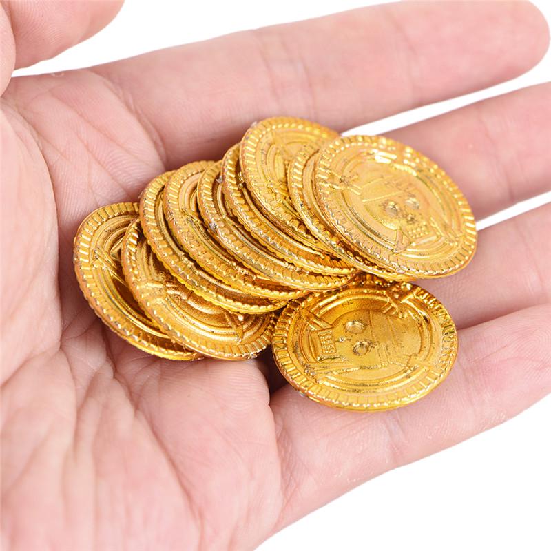 10Pcs Plastic Pirate Gold Play Coins Birthday Party Favors Treasure Coin