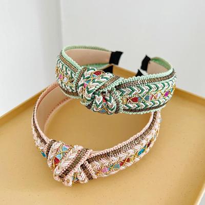 PROLY New Fashion Headband For Women Shining Bohemia Hairband For Adult Center Knot Casual Turban Summer Hair Accessories