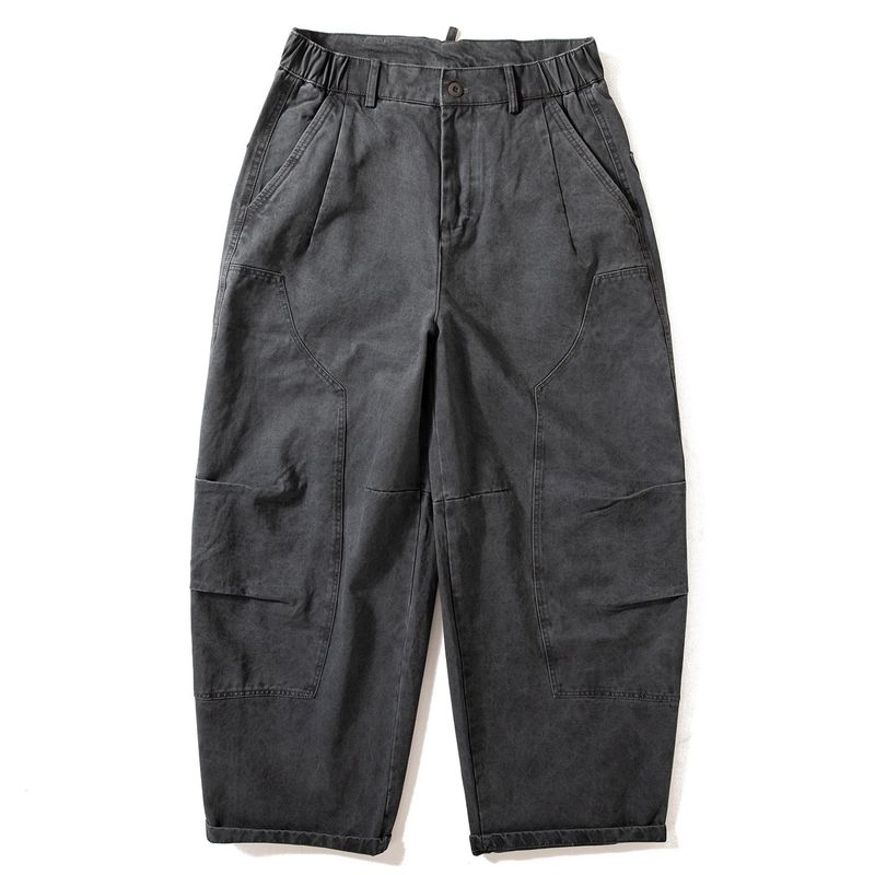Men s Pure Cotton Heavyweight American Retro Lumberjack Work Pants, Trendy Loose Straight Wide-Leg Casual Pants dark gray S